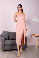 Aydon Double-Strap Slit Dress in Blush (MY)