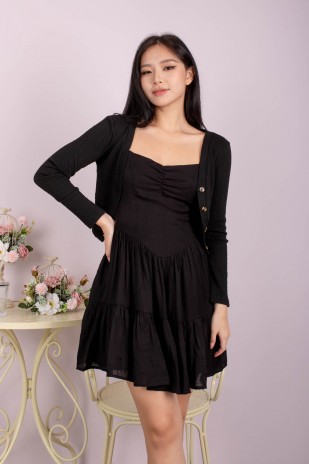 Rihanna Ribbed Cardigan in Black (MY)