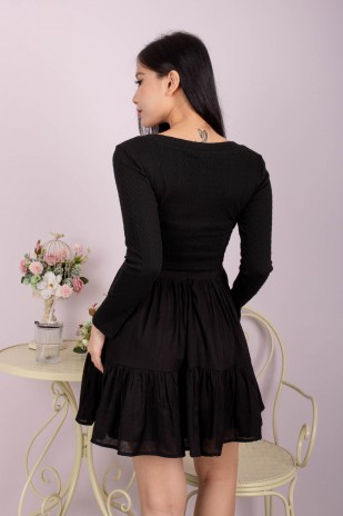 Rihanna Ribbed Cardigan in Black (MY)