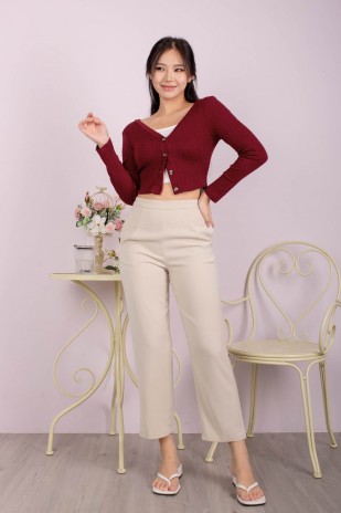 Rihanna Ribbed Cardigan in Wine (MY)