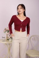 Rihanna Ribbed Cardigan in Wine (MY)