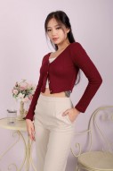 Rihanna Ribbed Cardigan in Wine (MY)