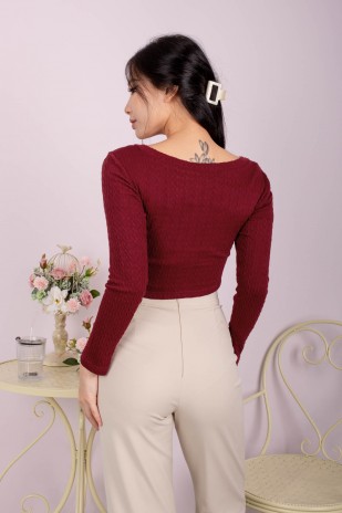 Rihanna Ribbed Cardigan in Wine (MY)