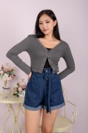 Rihanna Ribbed Cardigan in Gunmetal (MY)