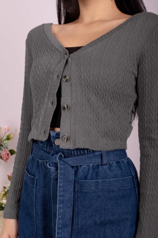 Rihanna Ribbed Cardigan in Gunmetal (MY)
