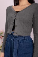 Rihanna Ribbed Cardigan in Gunmetal (MY)