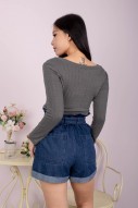 Rihanna Ribbed Cardigan in Gunmetal (MY)