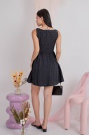 Dowie Textured V-Dip Dress in Black (MY)