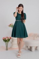 Erine Lace Embroidery Puff Dress in Forest (MY)