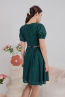 Erine Lace Embroidery Puff Dress in Forest (MY)