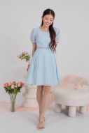 Erine Lace Embroidery Puff Dress in Blue (MY)