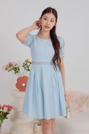 Erine Lace Embroidery Puff Dress in Blue (MY)