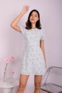 Mindy Floral Lace Trim Dress in Blue (MY)