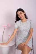 Mindy Floral Lace Trim Dress in Blue (MY)