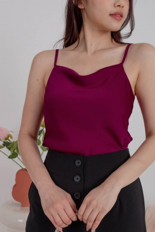 Carterl Cowl Top in Wine (MY)