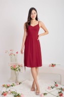 Seth V-Neck Tie-Back Dress in Wine (MY)