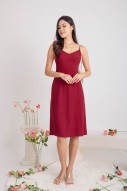 Seth V-Neck Tie-Back Dress in Wine (MY)