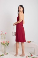 Seth V-Neck Tie-Back Dress in Wine (MY)