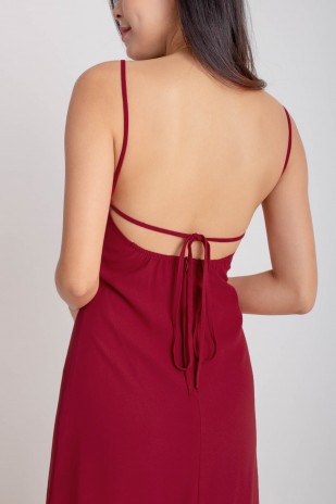 Seth V-Neck Tie-Back Dress in Wine (MY)