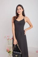 Seth V-Neck Tie-Back Dress in Black (MY)
