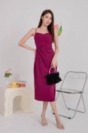 Melodine Side Ruched Dress in Wine (MY)