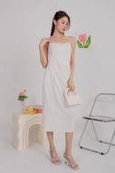 Melodine Side Ruched Dress in White (MY)