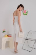 Melodine Side Ruched Dress in White (MY)