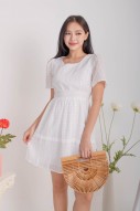 Lindya Textured Smocked Dress in White (MY)