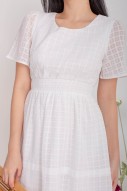 Lindya Textured Smocked Dress in White (MY)