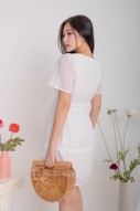 Lindya Textured Smocked Dress in White (MY)