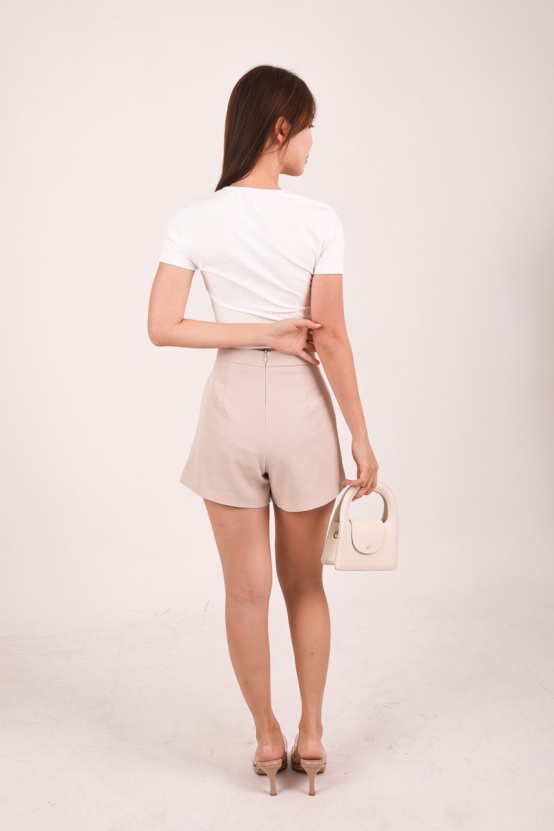 Athene Padded Square Neck Crop Top in White