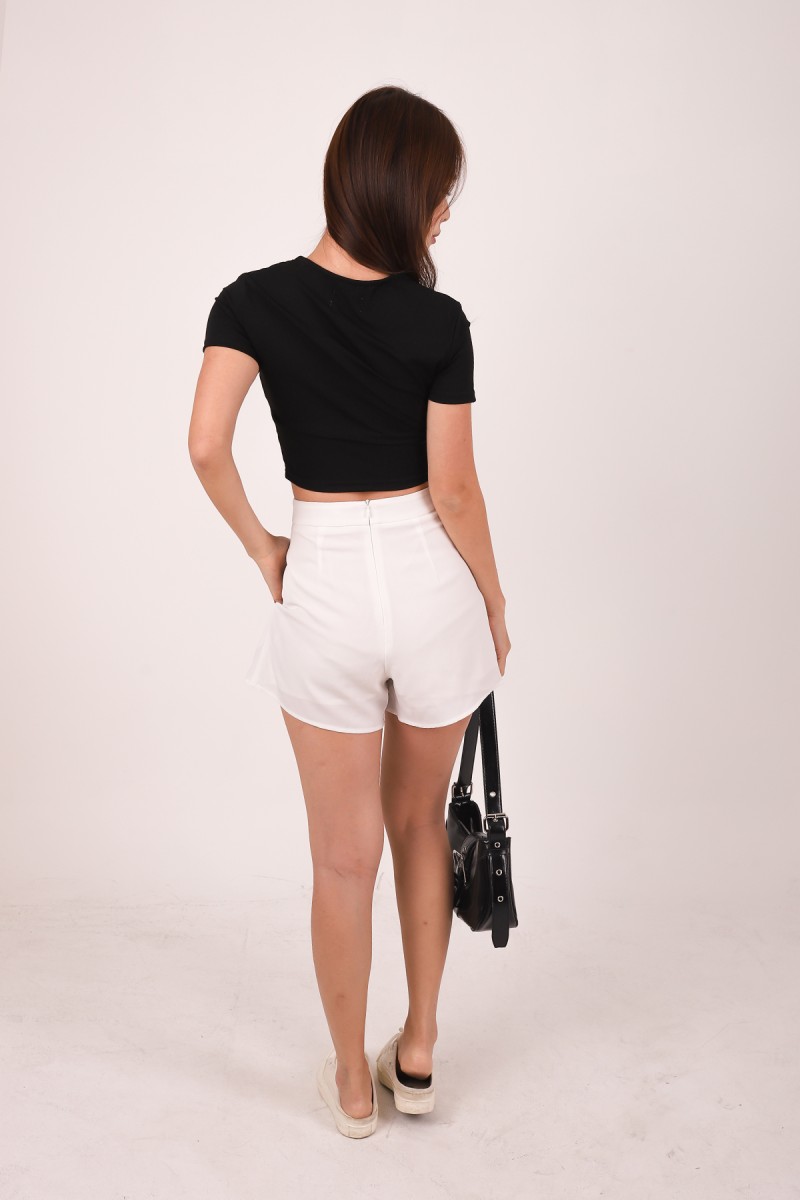 Athene Padded Square Neck Crop Top in Black