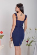 Stelly Straight-Neck Lace Dress in Navy (MY)