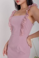 Stelly Straight-Neck Lace Dress in Berry (MY)