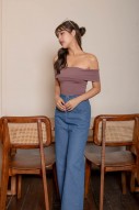 Kayn Off Shoulder Crop Top in Mauve (MY)