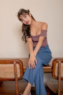 Kayn Off Shoulder Crop Top in Mauve (MY)