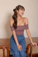 Kayn Off Shoulder Crop Top in Mauve (MY)