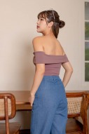 Kayn Off Shoulder Crop Top in Mauve (MY)