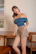 Kayn Off Shoulder Crop Top in Blue (MY)