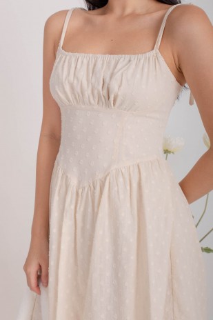 Bennie Self-Tie Ruched Mini Dress in Apricot (MY)