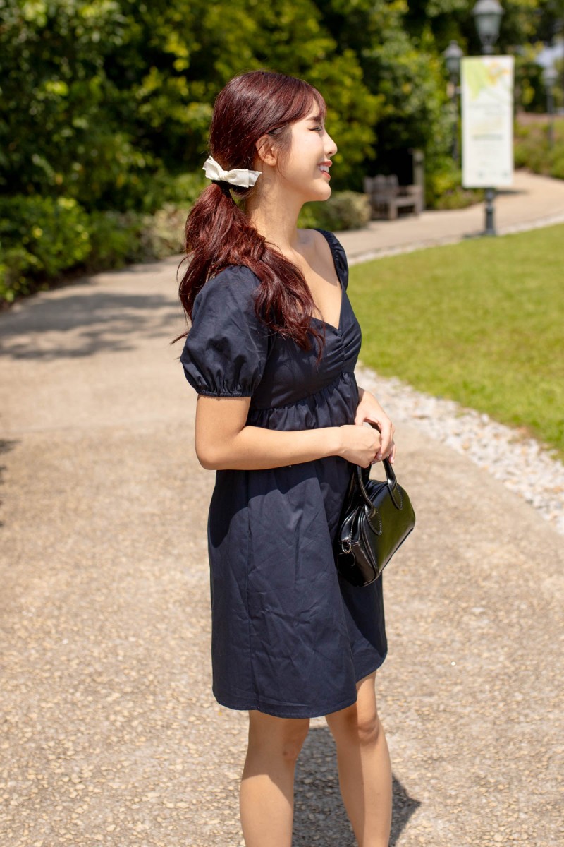Dallene Puff Babydoll Dress in Midnight (MY)