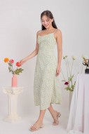 Irelia Floral Cowl Overlap Dress in Green (MY)
