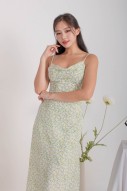 Irelia Floral Cowl Overlap Dress in Green (MY)