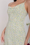 Irelia Floral Cowl Overlap Dress in Green (MY)