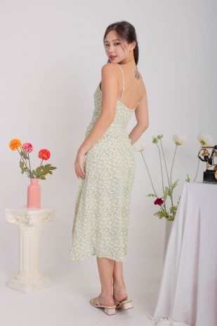 Irelia Floral Cowl Overlap Dress in Green (MY)