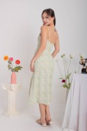 Irelia Floral Cowl Overlap Dress in Green (MY)