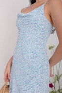 Irelia Floral Cowl Overlap Dress in Blue (MY)