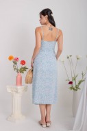 Irelia Floral Cowl Overlap Dress in Blue (MY)