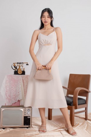 Varice V-Neck Cut-Out Dress in Cream (MY)
