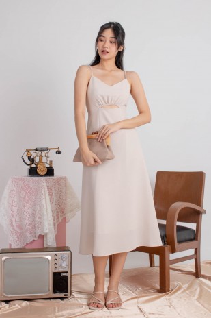 Varice V-Neck Cut-Out Dress in Cream (MY)